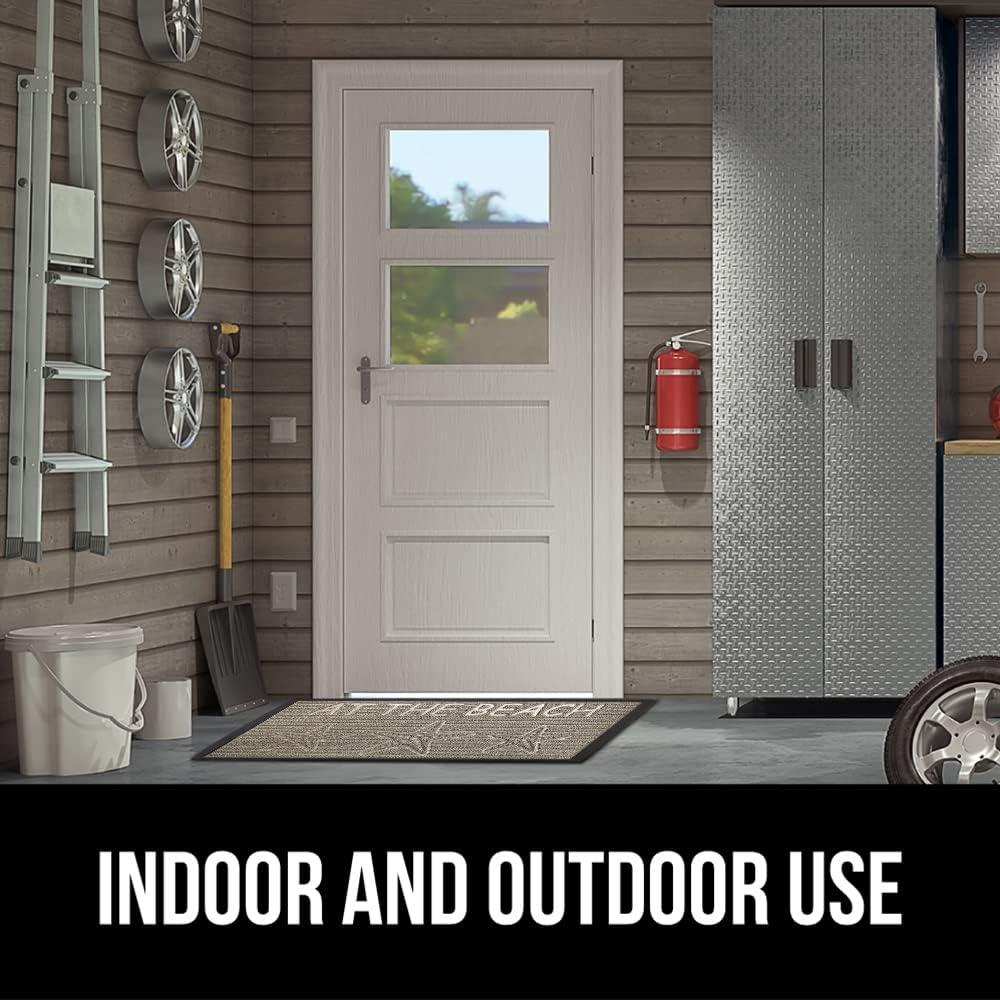 imageGORILLA GRIP 100 Waterproof AllSeason WeatherMax Doormat US Designed Natural Rubber Stain and Fade Resistant Low Profile Indoor Outdoor Door Mats Easy Clean Patio Mat 17x29 Steel ChevronSand Beach