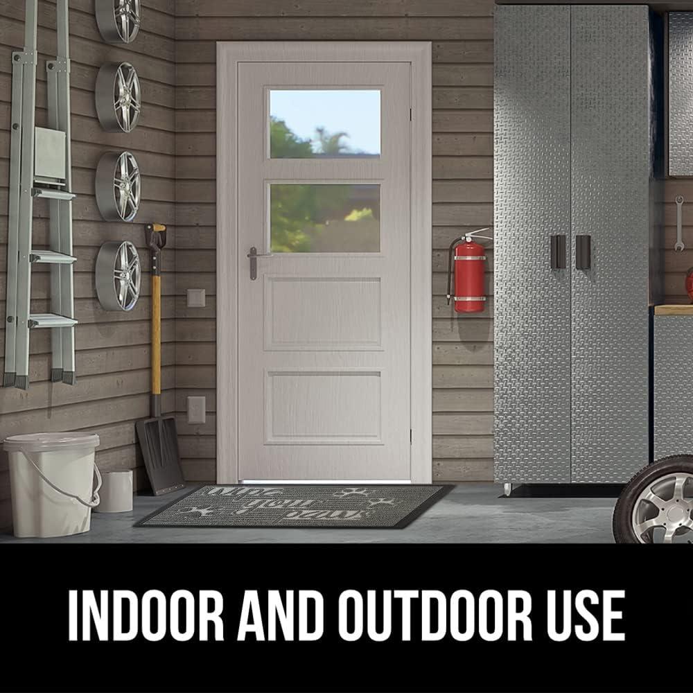 imageGORILLA GRIP 100 Waterproof AllSeason WeatherMax Doormat US Designed Natural Rubber Stain and Fade Resistant Low Profile Indoor Outdoor Door Mats Easy Clean Patio Mat 17x29 Steel ChevronStone Paws