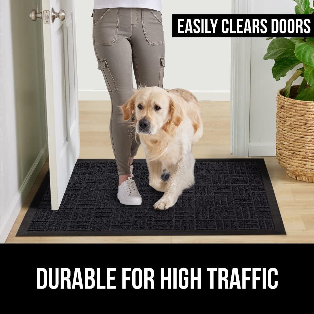 imageGORILLA GRIP 100 Waterproof AllSeason WeatherMax Doormat US Designed Natural Rubber Stain and Fade Resistant Low Profile Indoor Outdoor Door Mats Easy Clean Patio Mat 17x29 Steel ChevronMidnight Maze