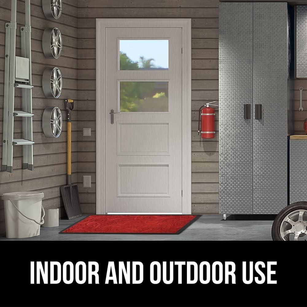 imageGORILLA GRIP 100 Waterproof AllSeason WeatherMax Doormat US Designed Natural Rubber Stain and Fade Resistant Low Profile Indoor Outdoor Door Mats Easy Clean Patio Mat 17x29 Steel ChevronRed Vintage Wine