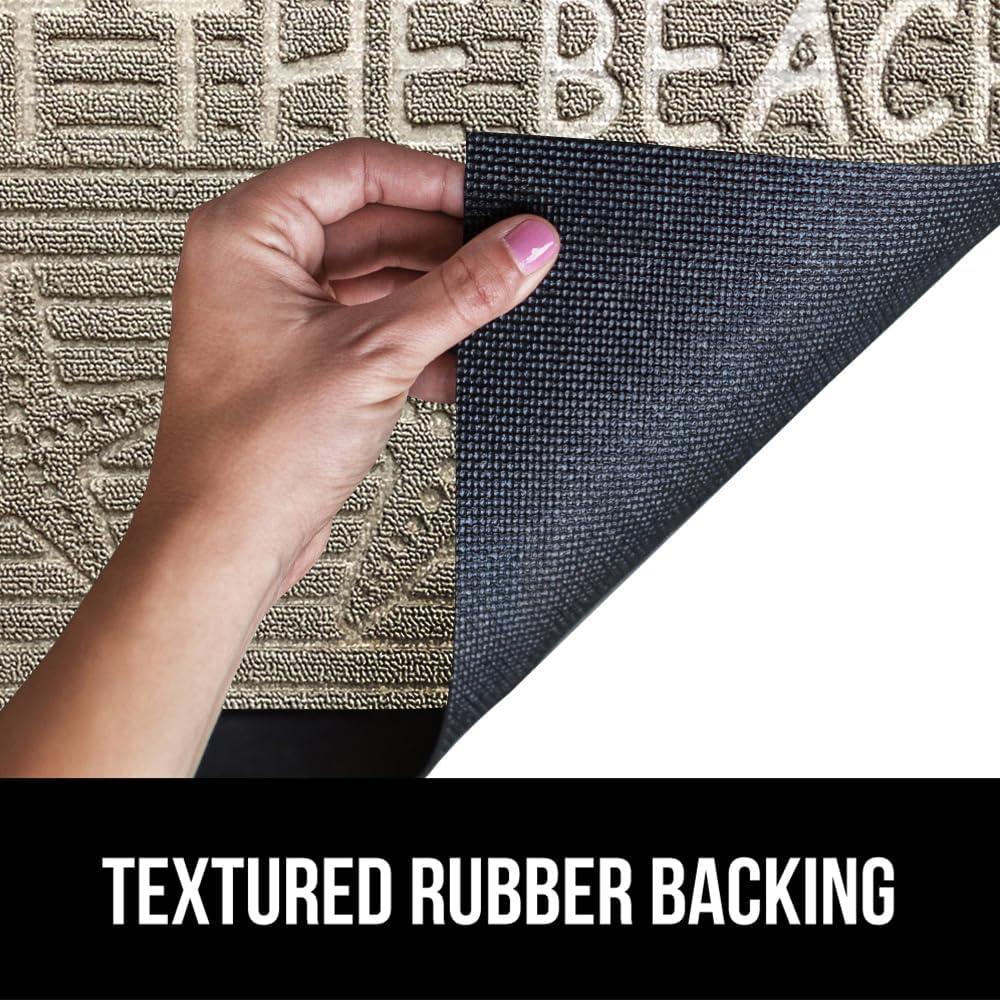 imageGORILLA GRIP 100 Waterproof AllSeason WeatherMax Doormat US Designed Natural Rubber Stain and Fade Resistant Low Profile Indoor Outdoor Door Mats Easy Clean Patio Mat 17x29 Steel ChevronSand Beach
