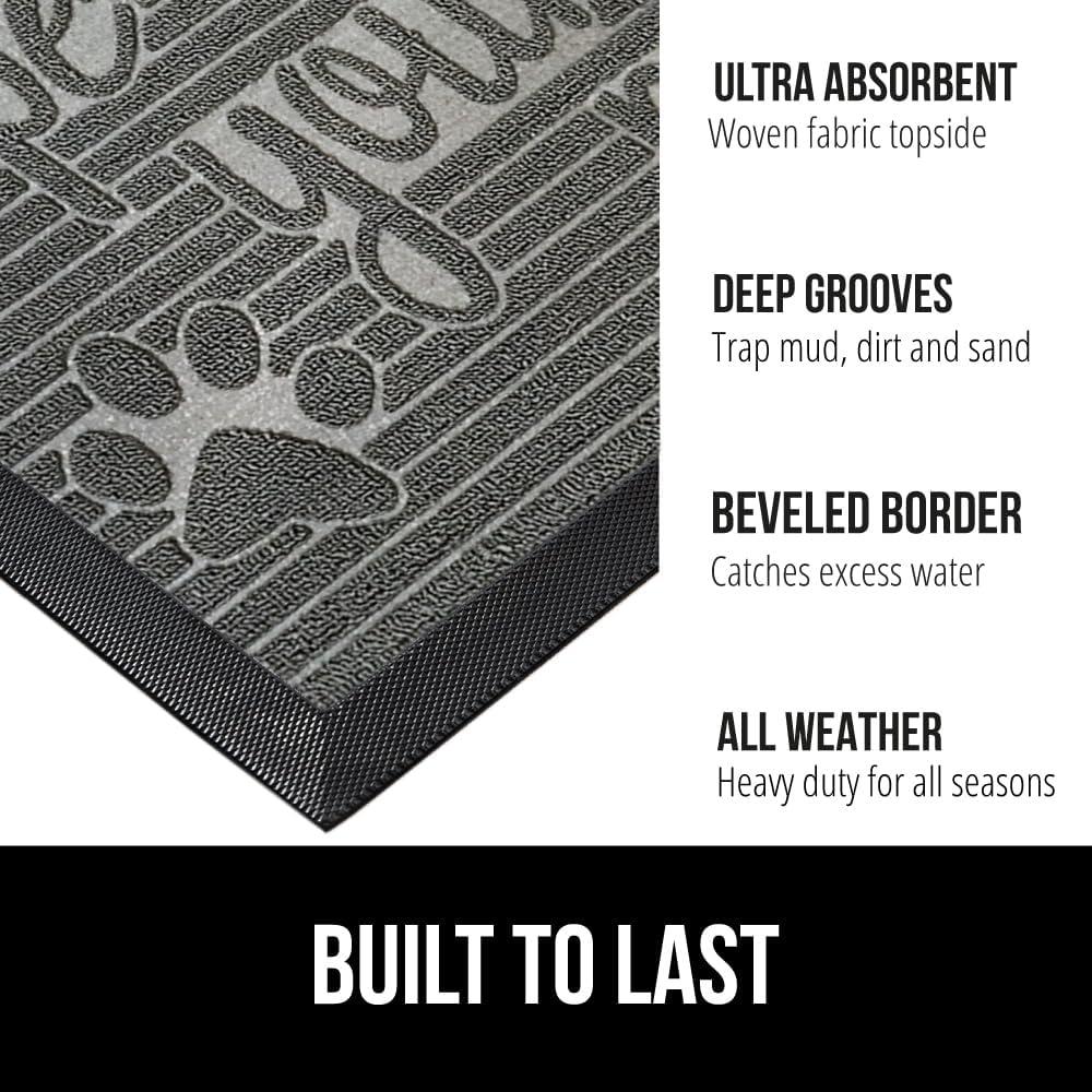imageGORILLA GRIP 100 Waterproof AllSeason WeatherMax Doormat US Designed Natural Rubber Stain and Fade Resistant Low Profile Indoor Outdoor Door Mats Easy Clean Patio Mat 17x29 Steel ChevronStone Paws