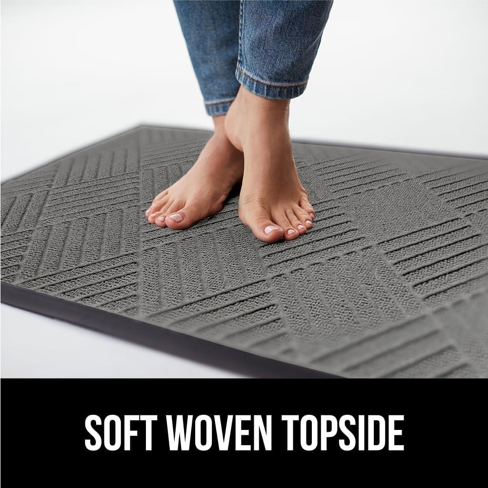 imageGORILLA GRIP 100 Waterproof AllSeason WeatherMax Doormat US Designed Natural Rubber Stain and Fade Resistant Low Profile Indoor Outdoor Door Mats Easy Clean Patio Mat 17x29 Steel ChevronSteel Diamond