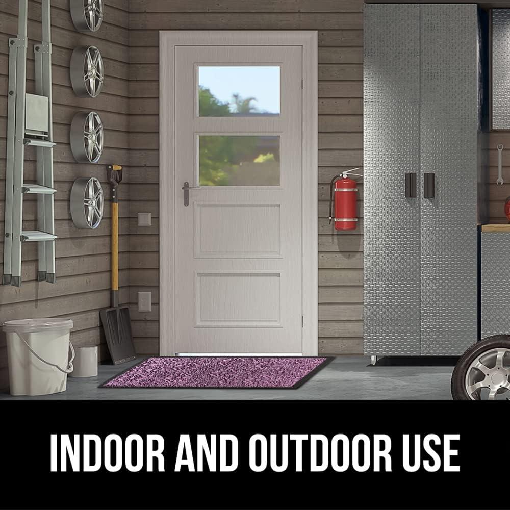 imageGORILLA GRIP 100 Waterproof AllSeason WeatherMax Doormat US Designed Natural Rubber Stain and Fade Resistant Low Profile Indoor Outdoor Door Mats Easy Clean Patio Mat 17x29 Steel ChevronPurple Confetti Daisy