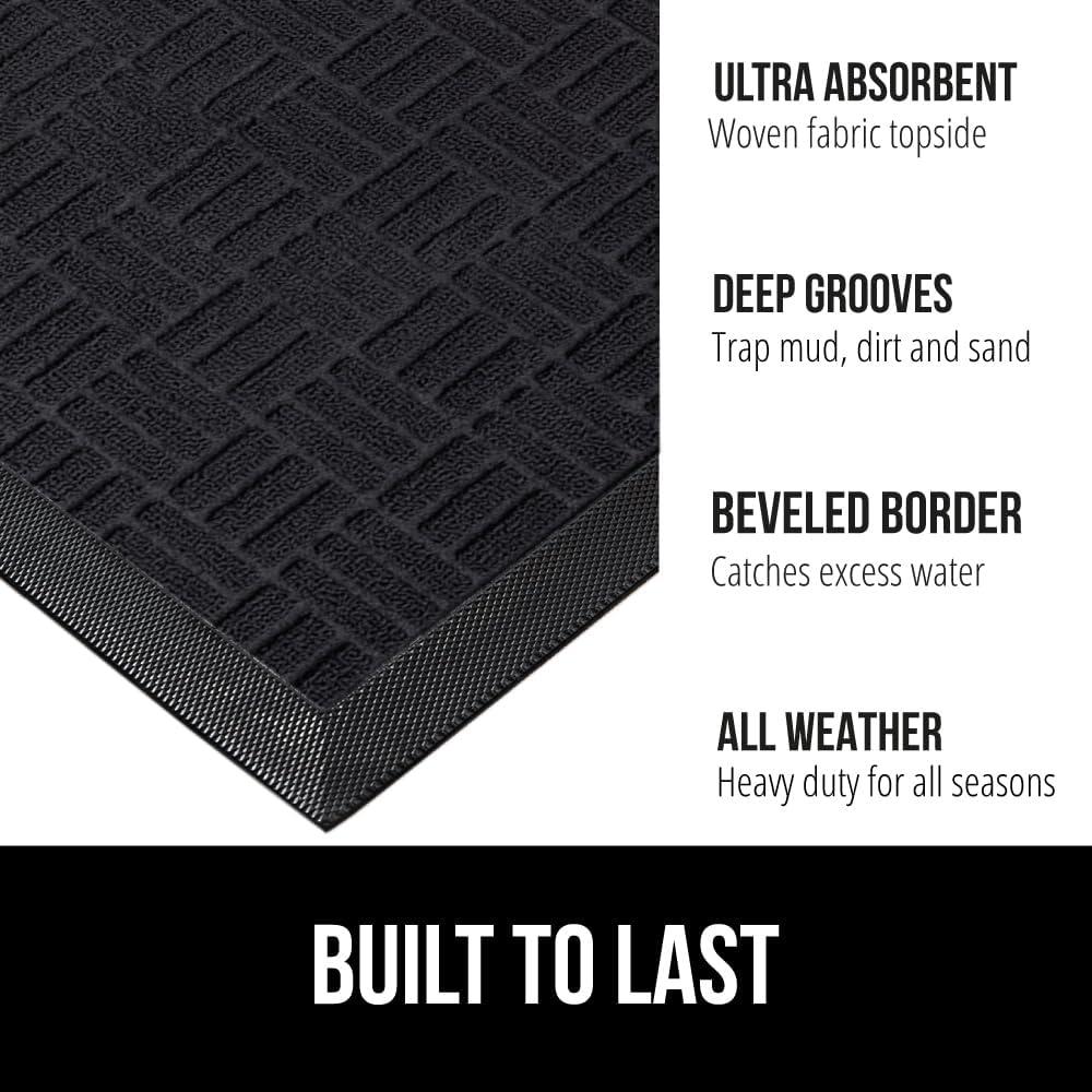 imageGORILLA GRIP 100 Waterproof AllSeason WeatherMax Doormat US Designed Natural Rubber Stain and Fade Resistant Low Profile Indoor Outdoor Door Mats Easy Clean Patio Mat 17x29 Steel ChevronMidnight Maze