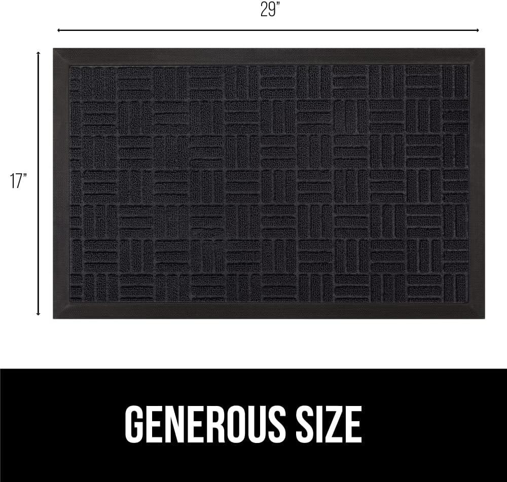 imageGORILLA GRIP 100 Waterproof AllSeason WeatherMax Doormat US Designed Natural Rubber Stain and Fade Resistant Low Profile Indoor Outdoor Door Mats Easy Clean Patio Mat 17x29 Steel ChevronMidnight Maze