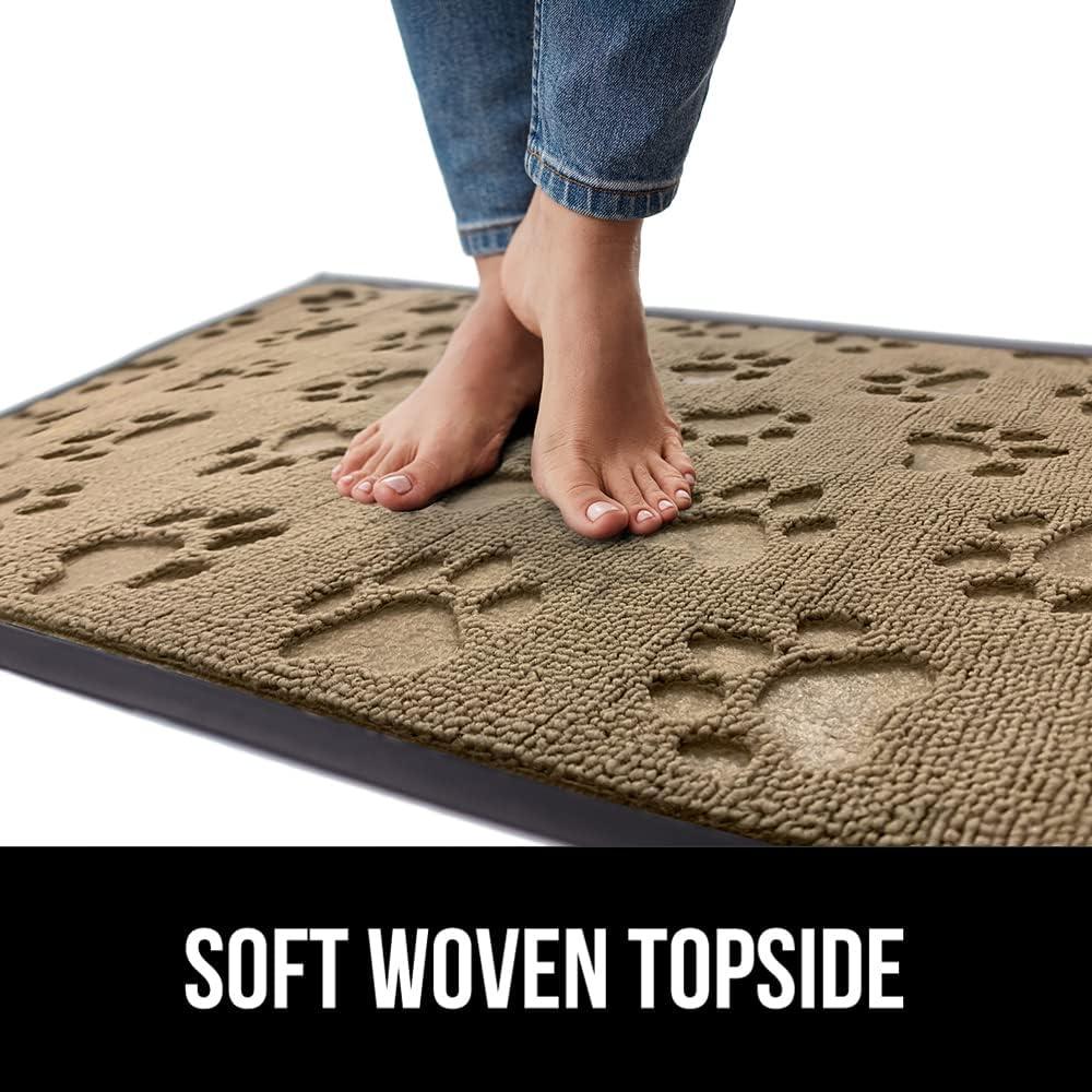 imageGORILLA GRIP 100 Waterproof AllSeason WeatherMax Doormat US Designed Natural Rubber Stain and Fade Resistant Low Profile Indoor Outdoor Door Mats Easy Clean Patio Mat 17x29 Steel ChevronTan Pawprints