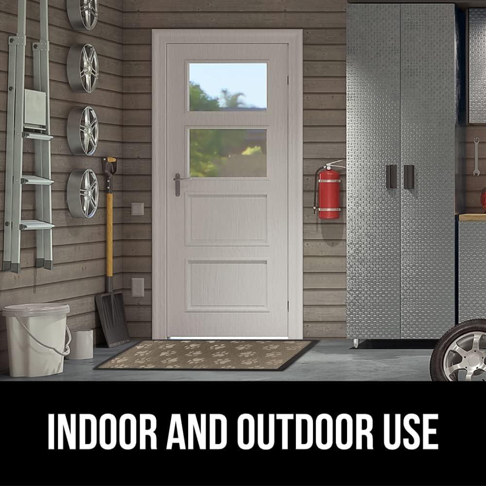 imageGORILLA GRIP 100 Waterproof AllSeason WeatherMax Doormat US Designed Natural Rubber Stain and Fade Resistant Low Profile Indoor Outdoor Door Mats Easy Clean Patio Mat 17x29 Steel ChevronTan Pawprints