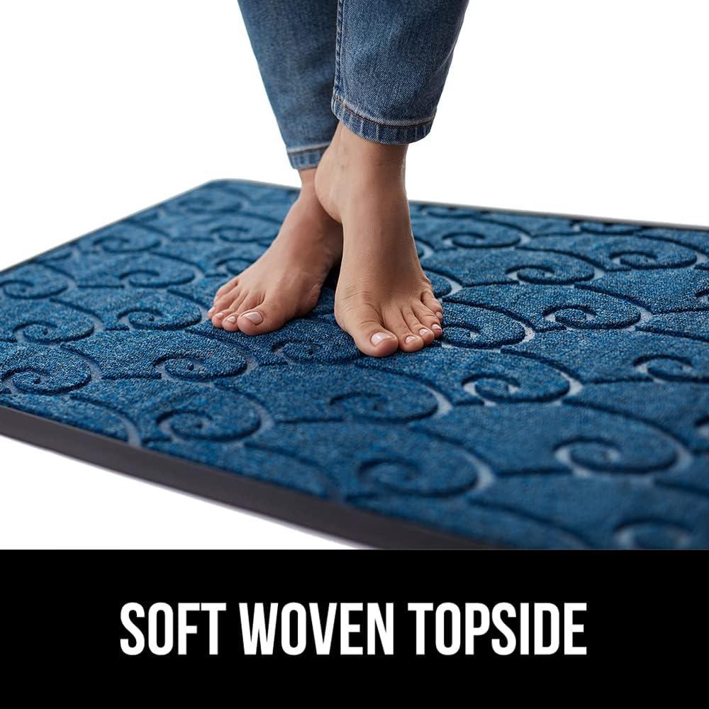 imageGORILLA GRIP 100 Waterproof AllSeason WeatherMax Doormat US Designed Natural Rubber Stain and Fade Resistant Low Profile Indoor Outdoor Door Mats Easy Clean Patio Mat 17x29 Steel ChevronOcean Blue Waves