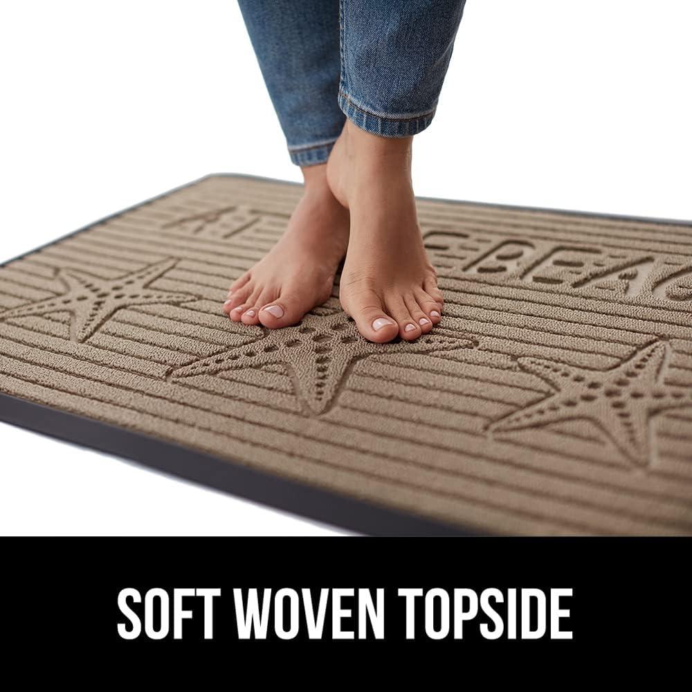 imageGORILLA GRIP 100 Waterproof AllSeason WeatherMax Doormat US Designed Natural Rubber Stain and Fade Resistant Low Profile Indoor Outdoor Door Mats Easy Clean Patio Mat 17x29 Steel ChevronSand Beach