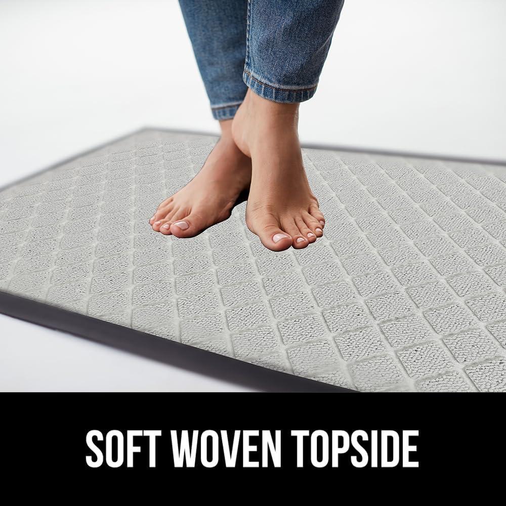 imageGORILLA GRIP 100 Waterproof AllSeason WeatherMax Doormat US Designed Natural Rubber Stain and Fade Resistant Low Profile Indoor Outdoor Door Mats Easy Clean Patio Mat 17x29 Steel ChevronLight Gray Lattice