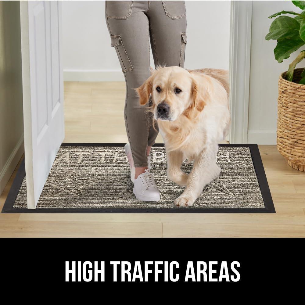 imageGORILLA GRIP 100 Waterproof AllSeason WeatherMax Doormat US Designed Natural Rubber Stain and Fade Resistant Low Profile Indoor Outdoor Door Mats Easy Clean Patio Mat 17x29 Steel ChevronSand Beach