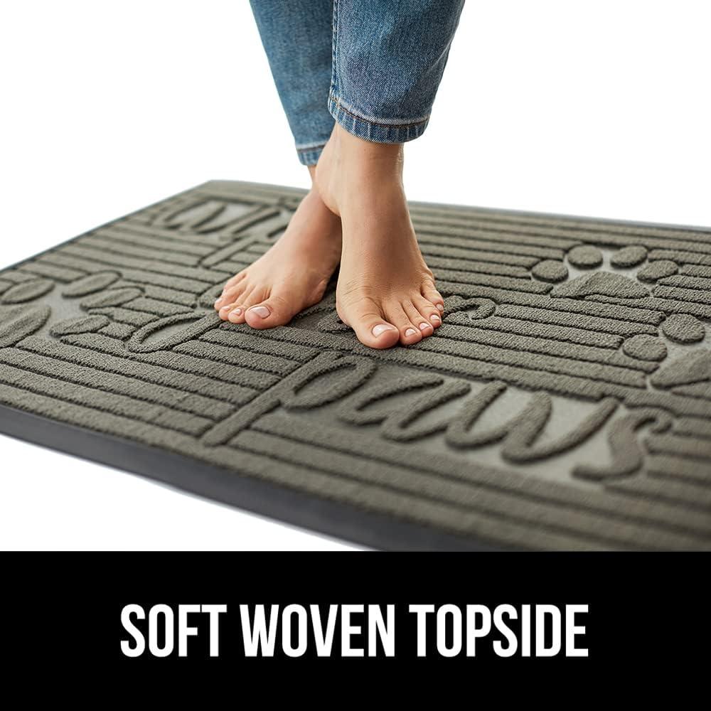 imageGORILLA GRIP 100 Waterproof AllSeason WeatherMax Doormat US Designed Natural Rubber Stain and Fade Resistant Low Profile Indoor Outdoor Door Mats Easy Clean Patio Mat 17x29 Steel ChevronStone Paws