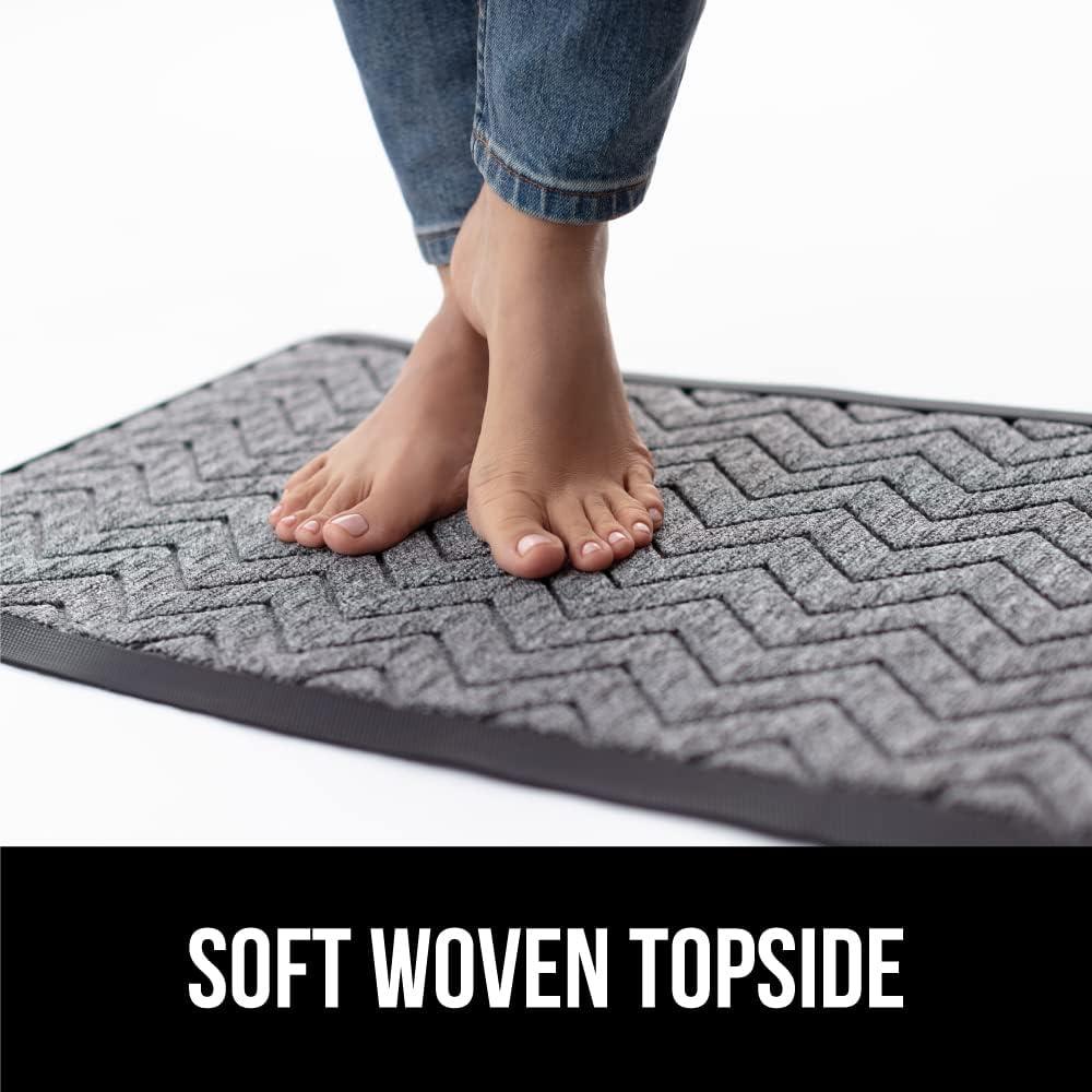 imageGORILLA GRIP 100 Waterproof AllSeason WeatherMax Doormat US Designed Natural Rubber Stain and Fade Resistant Low Profile Indoor Outdoor Door Mats Easy Clean Patio Mat 17x29 Steel ChevronSteel Chevron