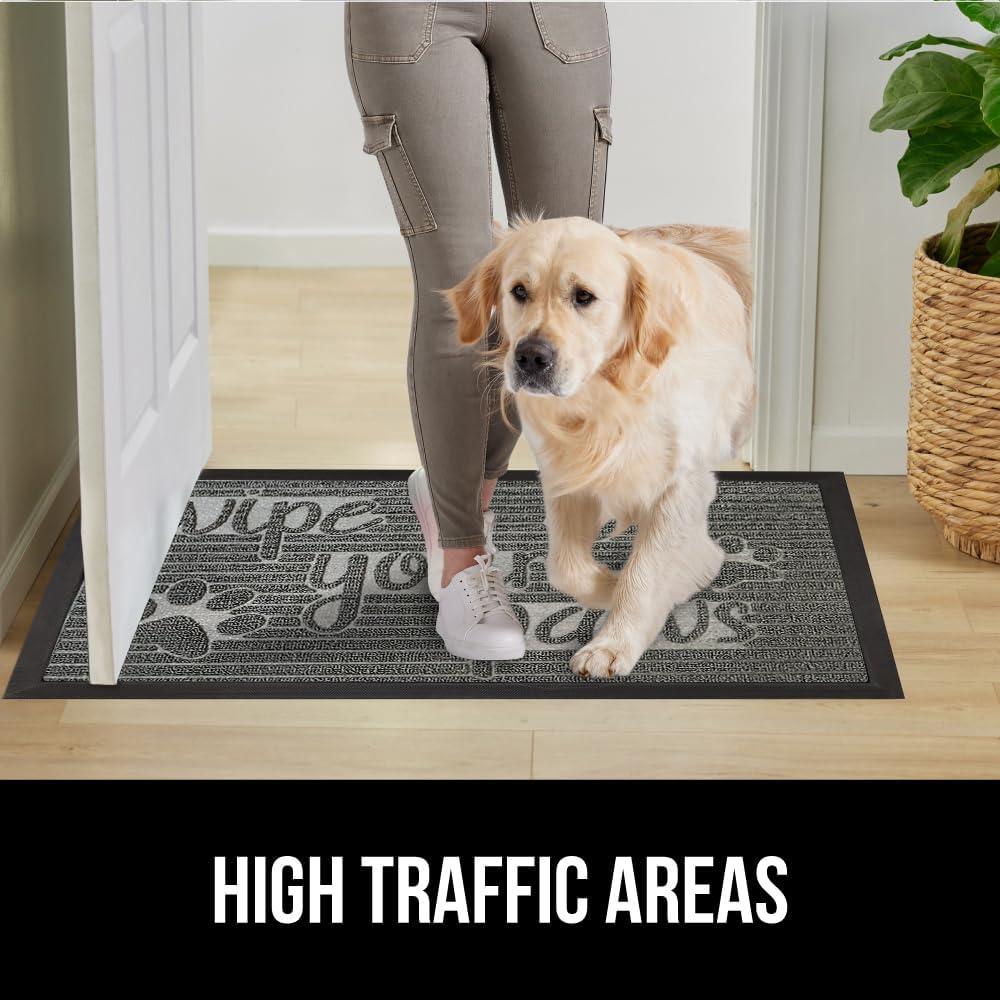 imageGORILLA GRIP 100 Waterproof AllSeason WeatherMax Doormat US Designed Natural Rubber Stain and Fade Resistant Low Profile Indoor Outdoor Door Mats Easy Clean Patio Mat 17x29 Steel ChevronStone Paws