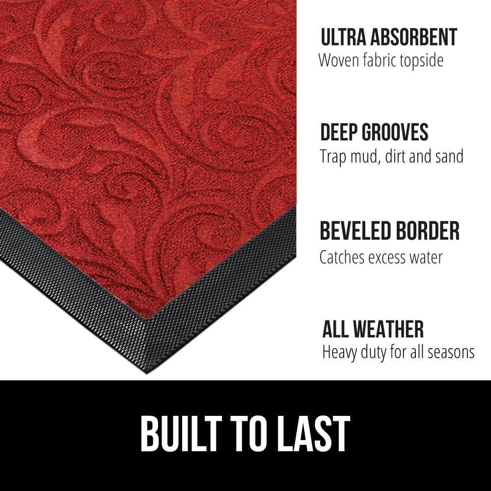 imageGORILLA GRIP 100 Waterproof AllSeason WeatherMax Doormat US Designed Natural Rubber Stain and Fade Resistant Low Profile Indoor Outdoor Door Mats Easy Clean Patio Mat 17x29 Steel ChevronRed Vintage Wine