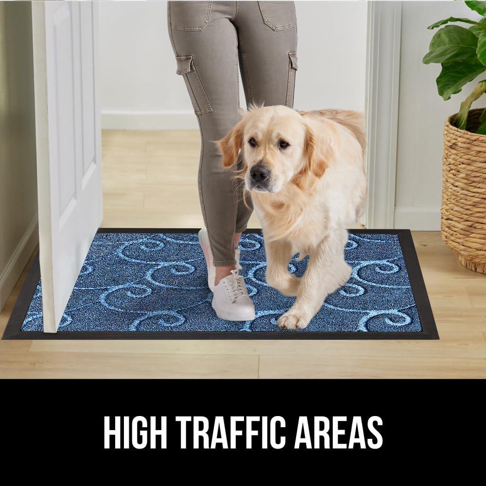 imageGORILLA GRIP 100 Waterproof AllSeason WeatherMax Doormat US Designed Natural Rubber Stain and Fade Resistant Low Profile Indoor Outdoor Door Mats Easy Clean Patio Mat 17x29 Steel ChevronOcean Blue Waves