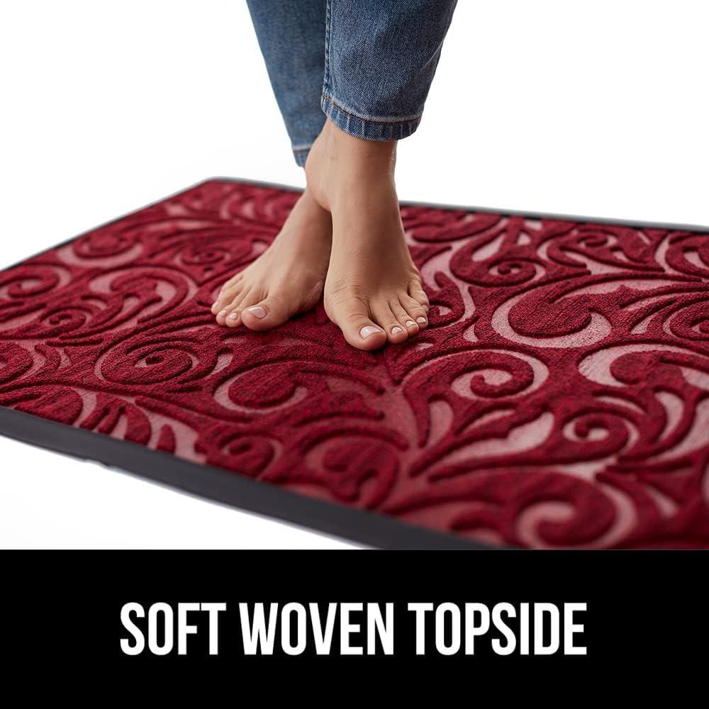 imageGORILLA GRIP 100 Waterproof AllSeason WeatherMax Doormat US Designed Natural Rubber Stain and Fade Resistant Low Profile Indoor Outdoor Door Mats Easy Clean Patio Mat 17x29 Steel ChevronRed Vintage Wine