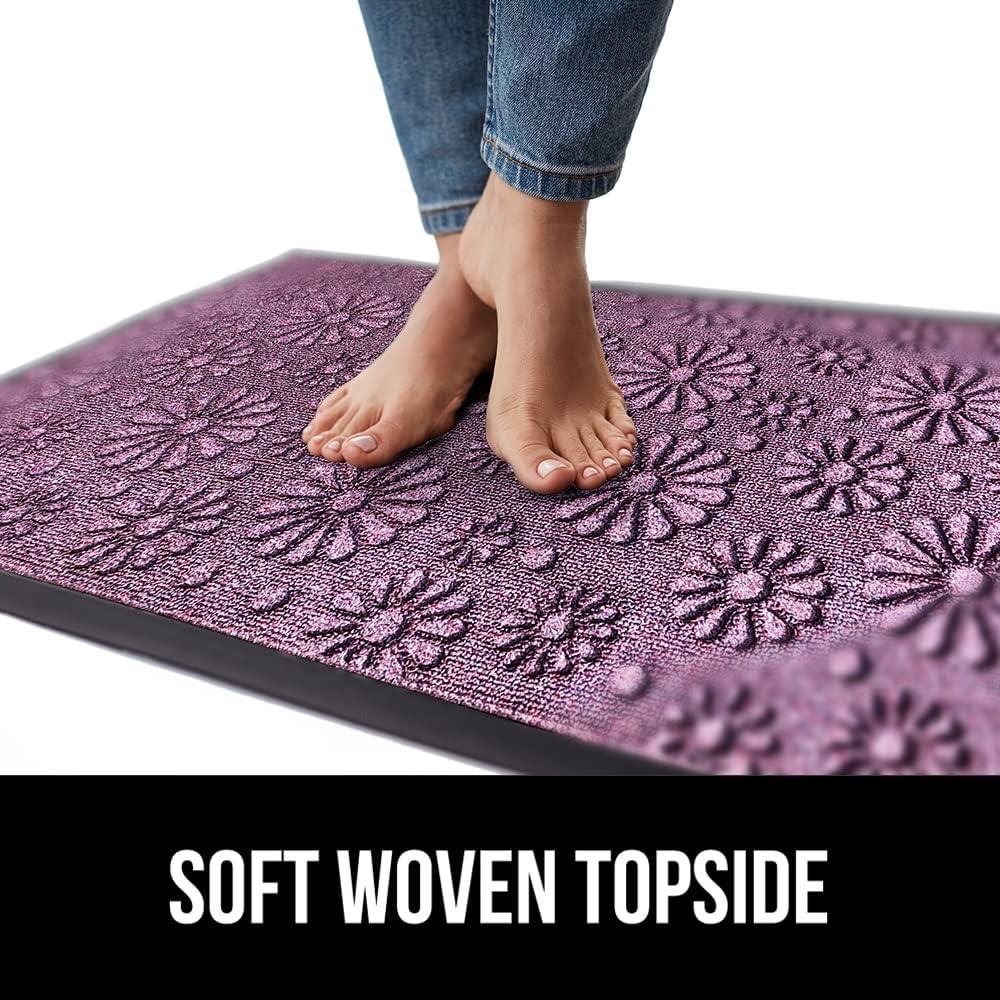 imageGORILLA GRIP 100 Waterproof AllSeason WeatherMax Doormat US Designed Natural Rubber Stain and Fade Resistant Low Profile Indoor Outdoor Door Mats Easy Clean Patio Mat 17x29 Steel ChevronPurple Confetti Daisy