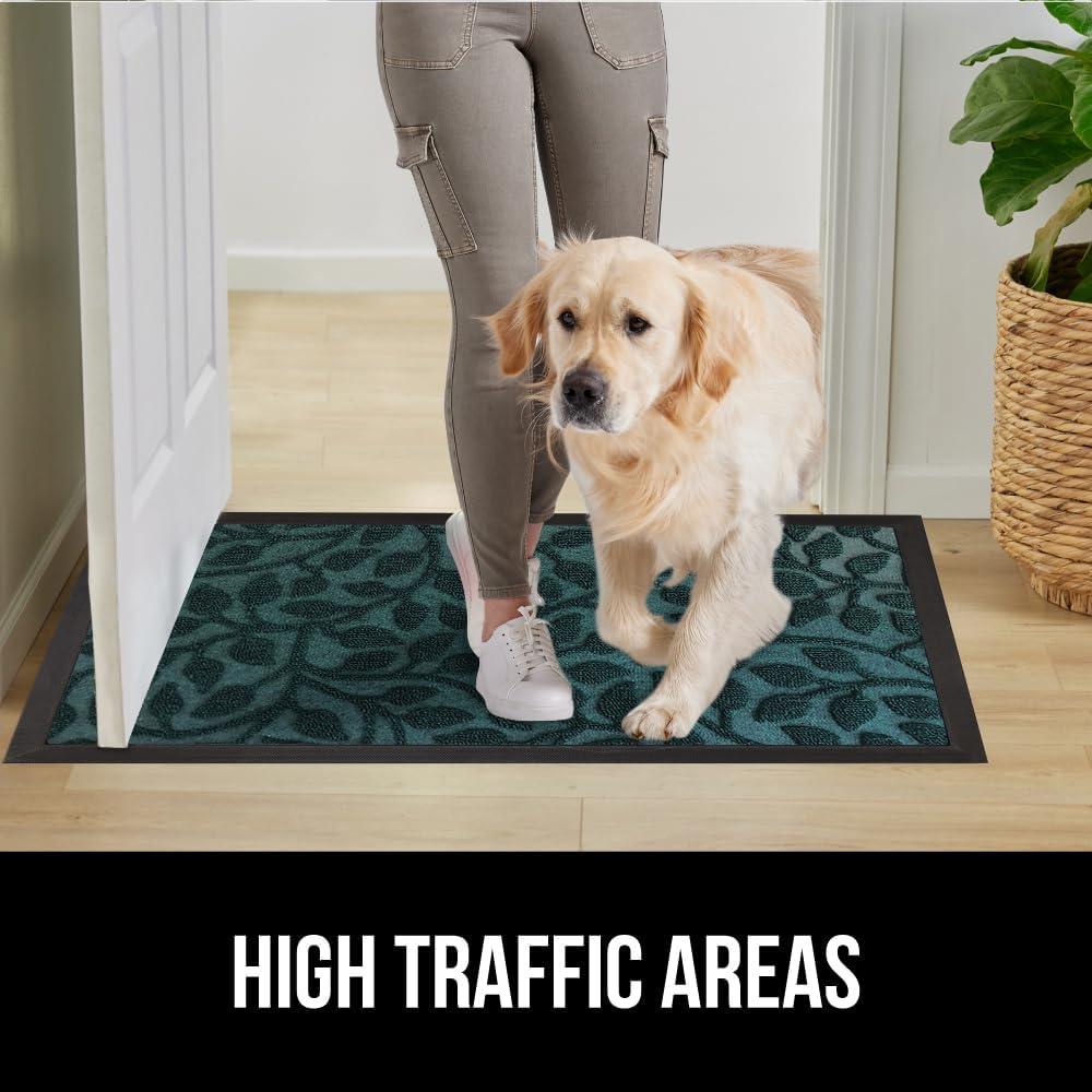 imageGORILLA GRIP 100 Waterproof AllSeason WeatherMax Doormat US Designed Natural Rubber Stain and Fade Resistant Low Profile Indoor Outdoor Door Mats Easy Clean Patio Mat 17x29 Steel ChevronMoss Vine Leaves