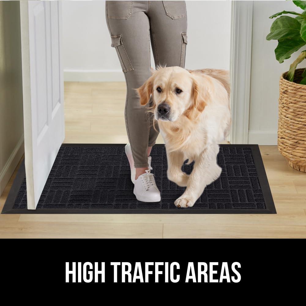 imageGORILLA GRIP 100 Waterproof AllSeason WeatherMax Doormat US Designed Natural Rubber Stain and Fade Resistant Low Profile Indoor Outdoor Door Mats Easy Clean Patio Mat 17x29 Steel ChevronMidnight Maze