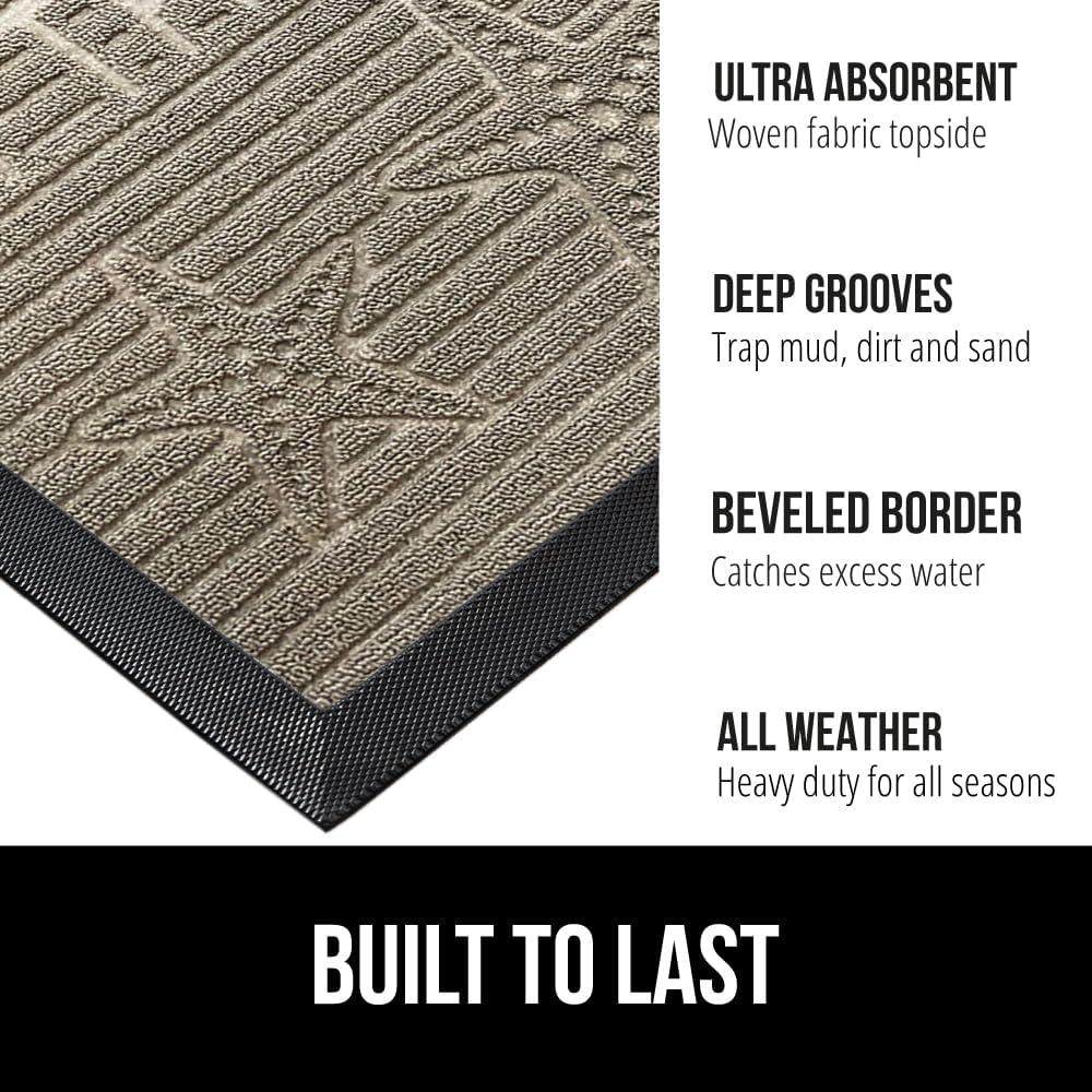 imageGORILLA GRIP 100 Waterproof AllSeason WeatherMax Doormat US Designed Natural Rubber Stain and Fade Resistant Low Profile Indoor Outdoor Door Mats Easy Clean Patio Mat 17x29 Steel ChevronSand Beach