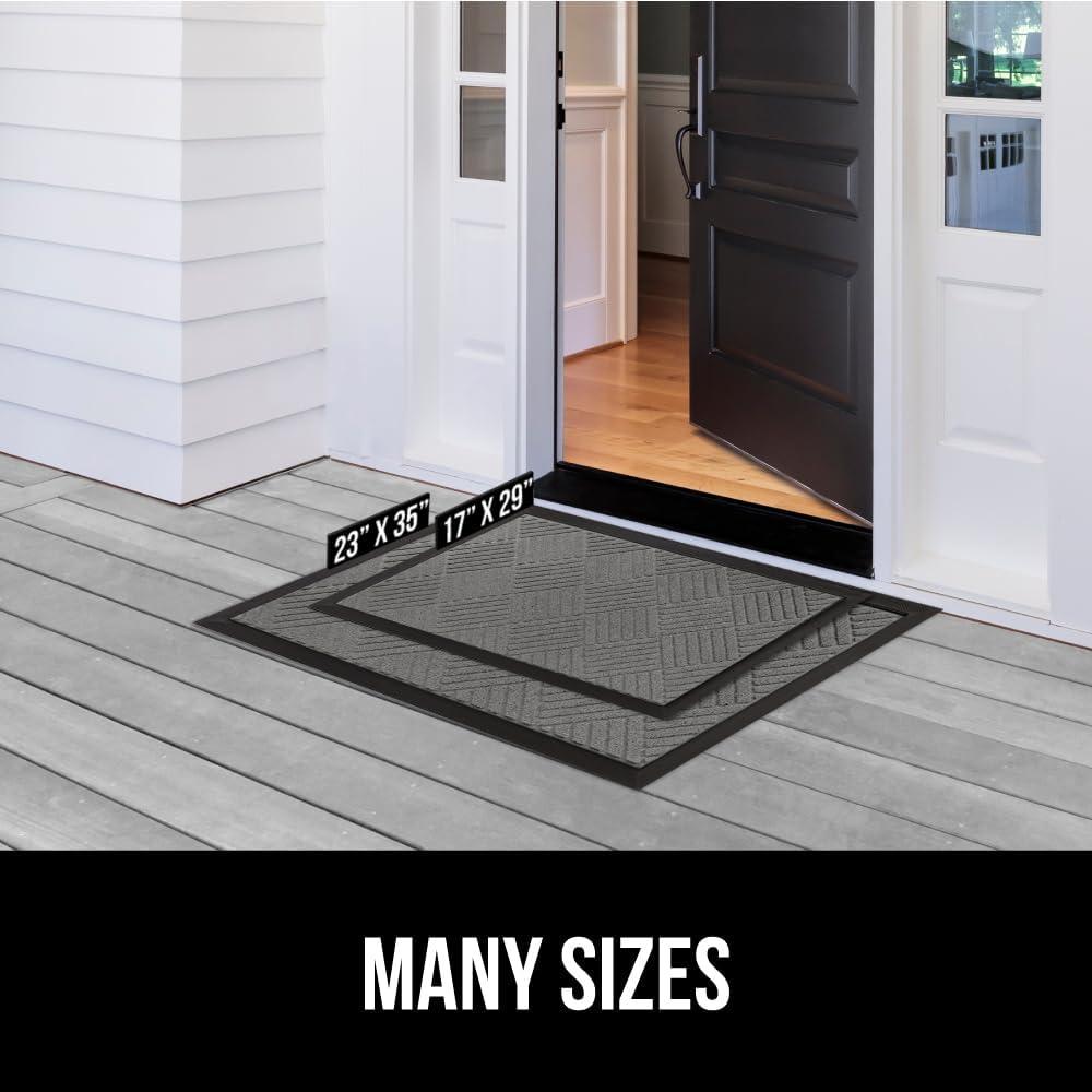 imageGORILLA GRIP 100 Waterproof AllSeason WeatherMax Doormat US Designed Natural Rubber Stain and Fade Resistant Low Profile Indoor Outdoor Door Mats Easy Clean Patio Mat 17x29 Steel ChevronSteel Diamond