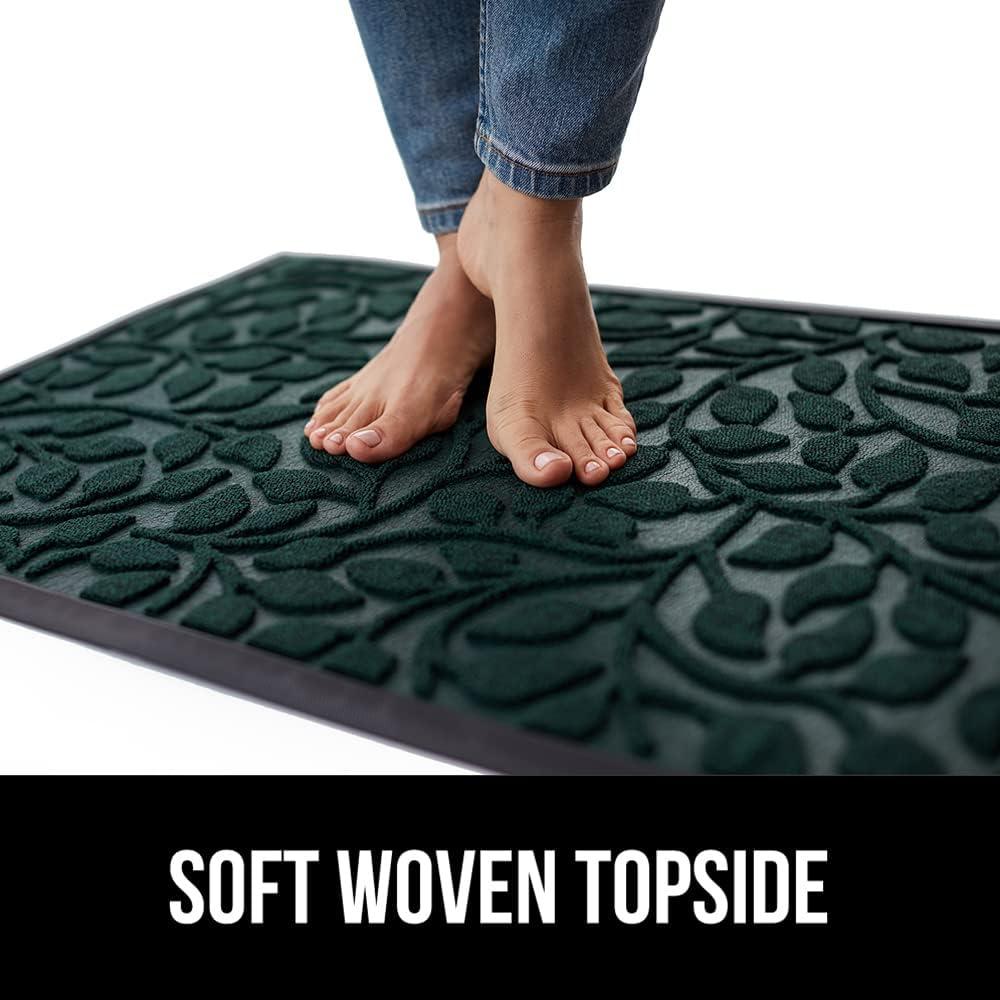 imageGORILLA GRIP 100 Waterproof AllSeason WeatherMax Doormat US Designed Natural Rubber Stain and Fade Resistant Low Profile Indoor Outdoor Door Mats Easy Clean Patio Mat 17x29 Steel ChevronMoss Vine Leaves