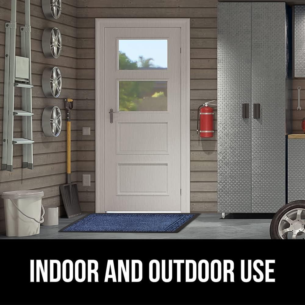 imageGORILLA GRIP 100 Waterproof AllSeason WeatherMax Doormat US Designed Natural Rubber Stain and Fade Resistant Low Profile Indoor Outdoor Door Mats Easy Clean Patio Mat 17x29 Steel ChevronNavy Greek Keys