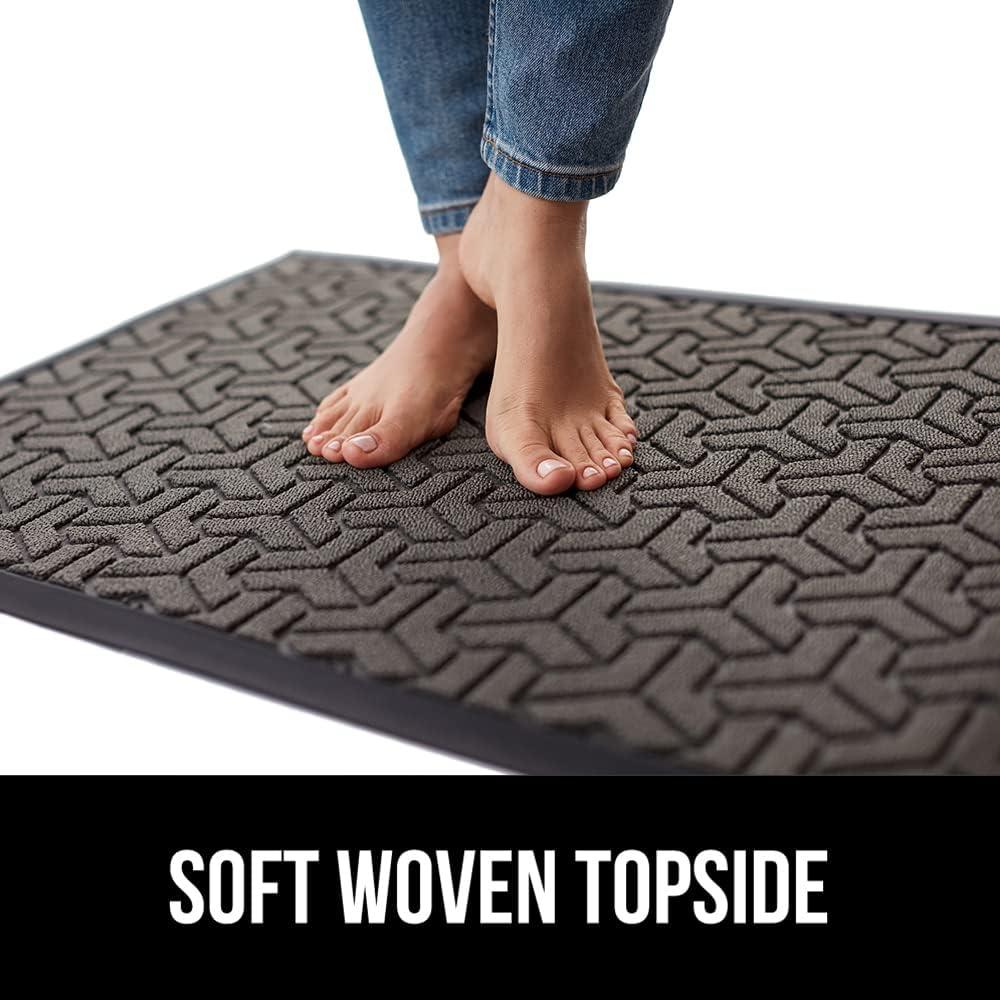 imageGORILLA GRIP 100 Waterproof AllSeason WeatherMax Doormat US Designed Natural Rubber Stain and Fade Resistant Low Profile Indoor Outdoor Door Mats Easy Clean Patio Mat 17x29 Steel ChevronSlate Geometric