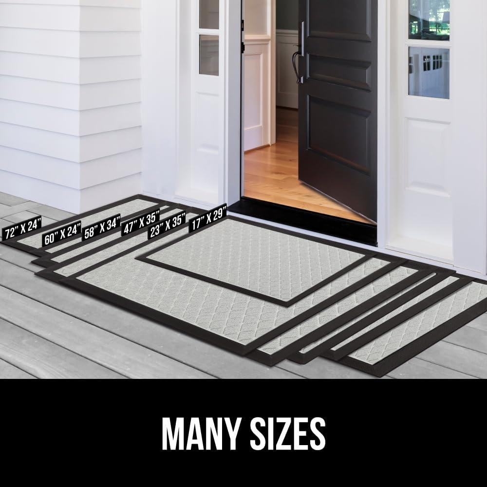 imageGORILLA GRIP 100 Waterproof AllSeason WeatherMax Doormat US Designed Natural Rubber Stain and Fade Resistant Low Profile Indoor Outdoor Door Mats Easy Clean Patio Mat 17x29 Steel ChevronLight Gray Lattice