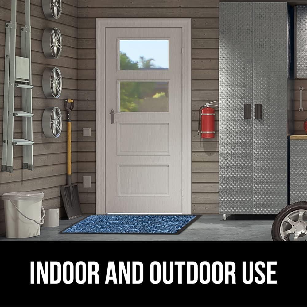 imageGORILLA GRIP 100 Waterproof AllSeason WeatherMax Doormat US Designed Natural Rubber Stain and Fade Resistant Low Profile Indoor Outdoor Door Mats Easy Clean Patio Mat 17x29 Steel ChevronOcean Blue Waves