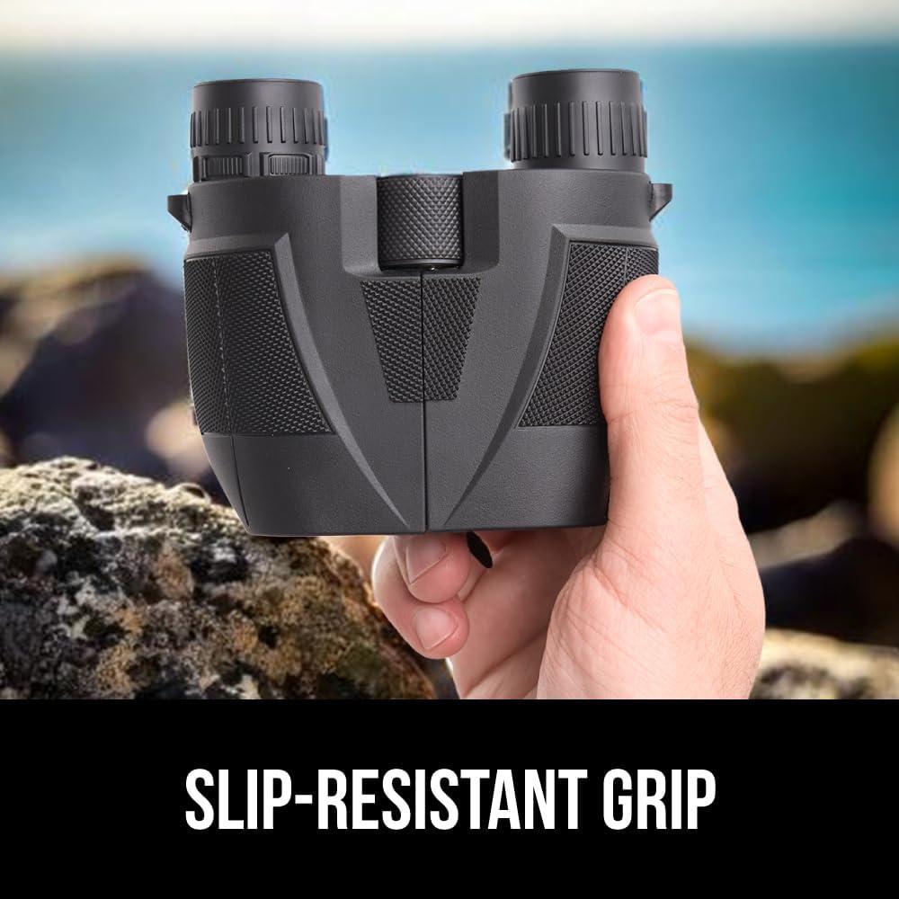 imageGORILLA GRIP 10x25 Compact Binoculars for Adults with Strap Superior High Powered Clear 10X Magnification Lightweight Bird Watching Hunting Stargazing Adjustable Eye Cups BlackBlack