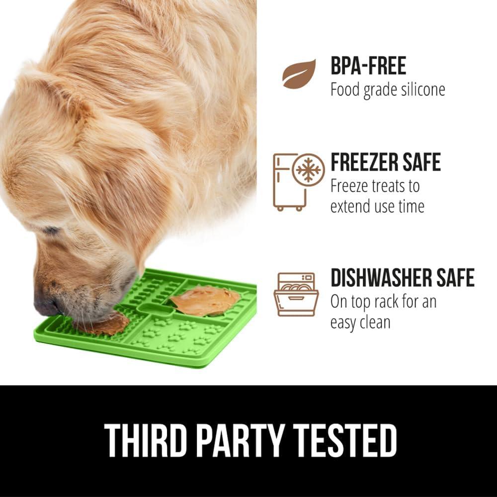 imageGORILLA GRIP BPA Free Silicone Lick Mat for Dogs 49 Powerful Grip Suction Cups Dishwasher and Freezer Safe Flexible Licking Pad for Dog Baths Cat Grooming Nail Trimming Turquoise Pink 2 Pack BlackGreenOrangeRoyal Blue