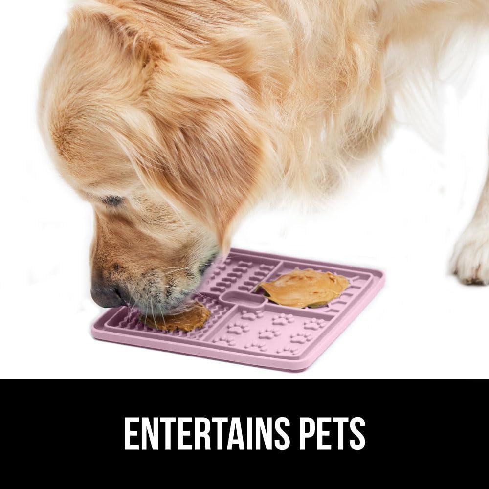 imageGORILLA GRIP BPA Free Silicone Lick Mat for Dogs 49 Powerful Grip Suction Cups Dishwasher and Freezer Safe Flexible Licking Pad for Dog Baths Cat Grooming Nail Trimming Turquoise Pink 2 Pack TurquoiseRoyal BluePink
