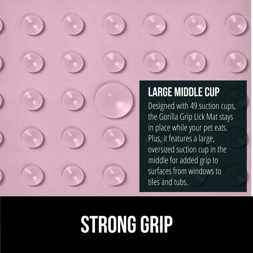 imageGORILLA GRIP BPA Free Silicone Lick Mat for Dogs 49 Powerful Grip Suction Cups Dishwasher and Freezer Safe Flexible Licking Pad for Dog Baths Cat Grooming Nail Trimming Turquoise Pink 2 Pack TurquoiseRoyal BluePink