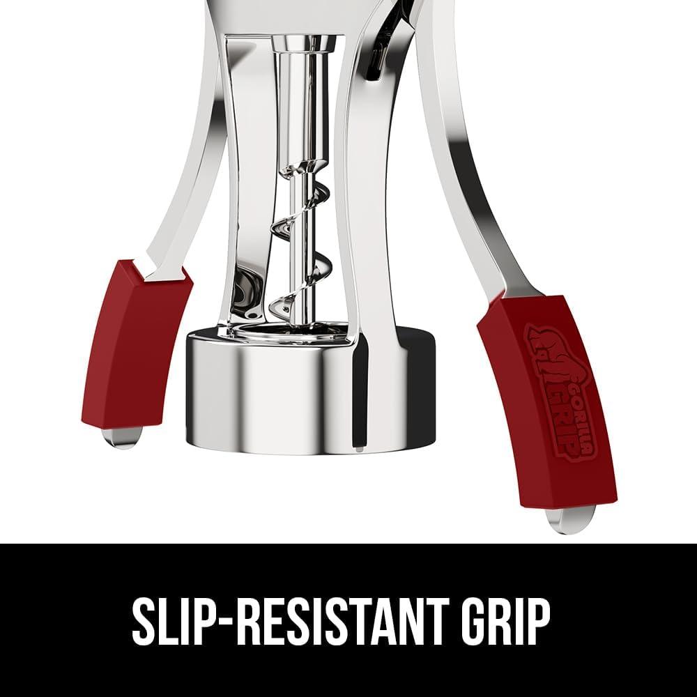 imageGORILLA GRIP BPAFree Premium Wine Opener Heavy Duty Zinc Alloy Wing Corkscrew Multifunctional Bottle Openers Remove Corks Caps Easy Use Sharp Cork Screw Dishwasher Safe Holiday Essential BlackRed