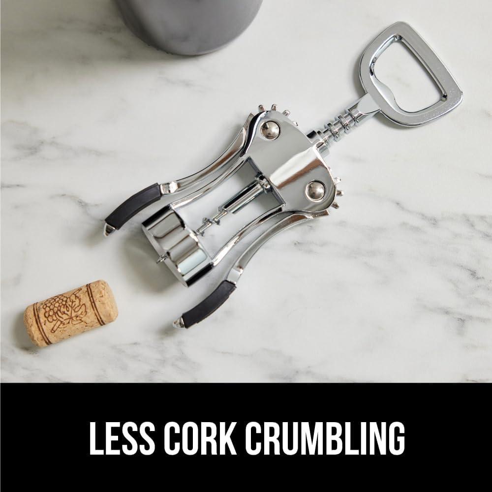 imageGORILLA GRIP BPAFree Premium Wine Opener Heavy Duty Zinc Alloy Wing Corkscrew Multifunctional Bottle Openers Remove Corks Caps Easy Use Sharp Cork Screw Dishwasher Safe Holiday Essential BlackBlack
