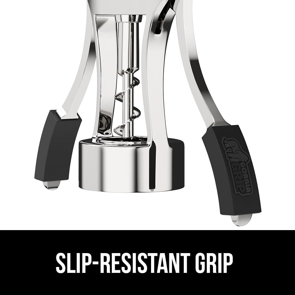 imageGORILLA GRIP BPAFree Premium Wine Opener Heavy Duty Zinc Alloy Wing Corkscrew Multifunctional Bottle Openers Remove Corks Caps Easy Use Sharp Cork Screw Dishwasher Safe Holiday Essential BlackBlack