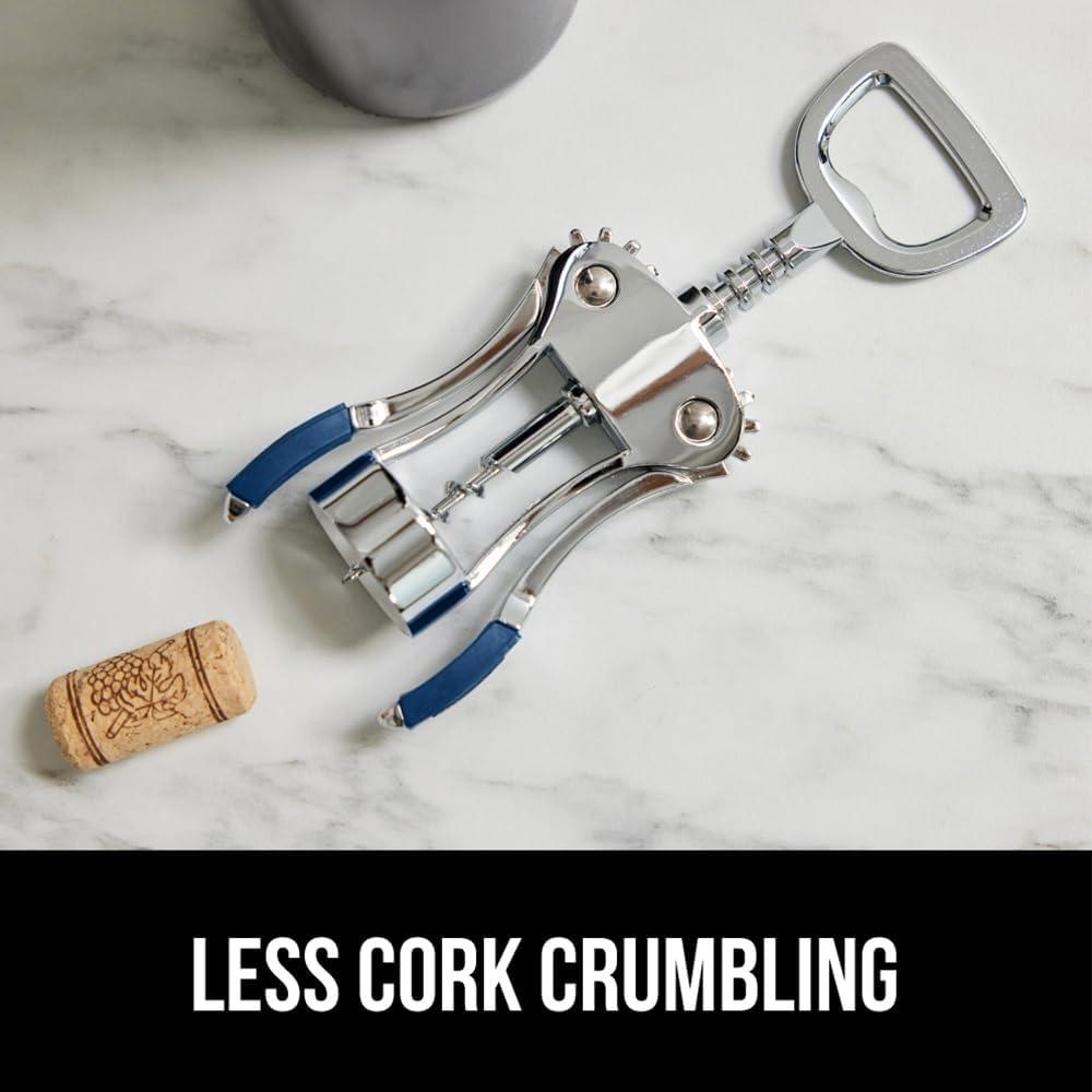 imageGORILLA GRIP BPAFree Premium Wine Opener Heavy Duty Zinc Alloy Wing Corkscrew Multifunctional Bottle Openers Remove Corks Caps Easy Use Sharp Cork Screw Dishwasher Safe Holiday Essential BlackBlue