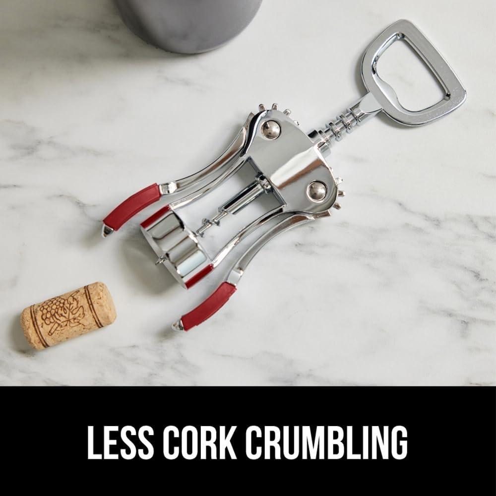 imageGORILLA GRIP BPAFree Premium Wine Opener Heavy Duty Zinc Alloy Wing Corkscrew Multifunctional Bottle Openers Remove Corks Caps Easy Use Sharp Cork Screw Dishwasher Safe Holiday Essential BlackRed