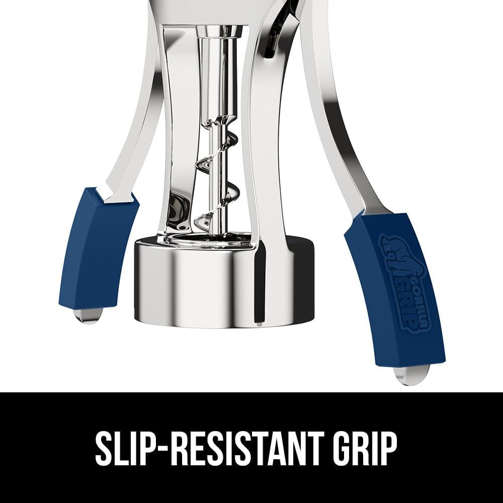 imageGORILLA GRIP BPAFree Premium Wine Opener Heavy Duty Zinc Alloy Wing Corkscrew Multifunctional Bottle Openers Remove Corks Caps Easy Use Sharp Cork Screw Dishwasher Safe Holiday Essential BlackBlue