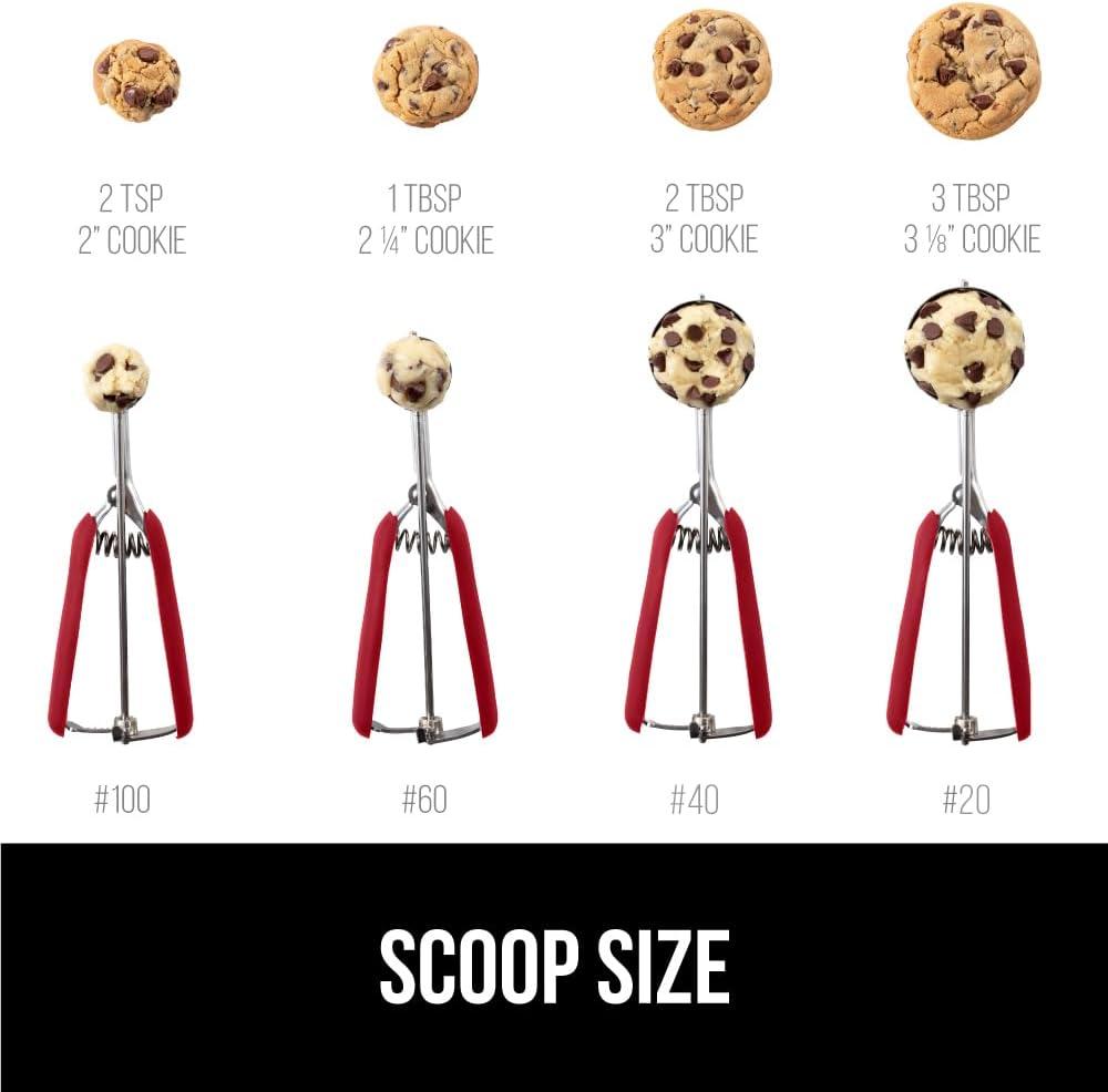 imageGORILLA GRIP BPAFree Stainless Steel Cookie Scoop 1 TBSP Scooper 60 Soft Grip Handle Easy Food Release Create Even Portion Sizes Multipurpose Kitchen Melon Baller Meatball Spring Scoops BlackRed