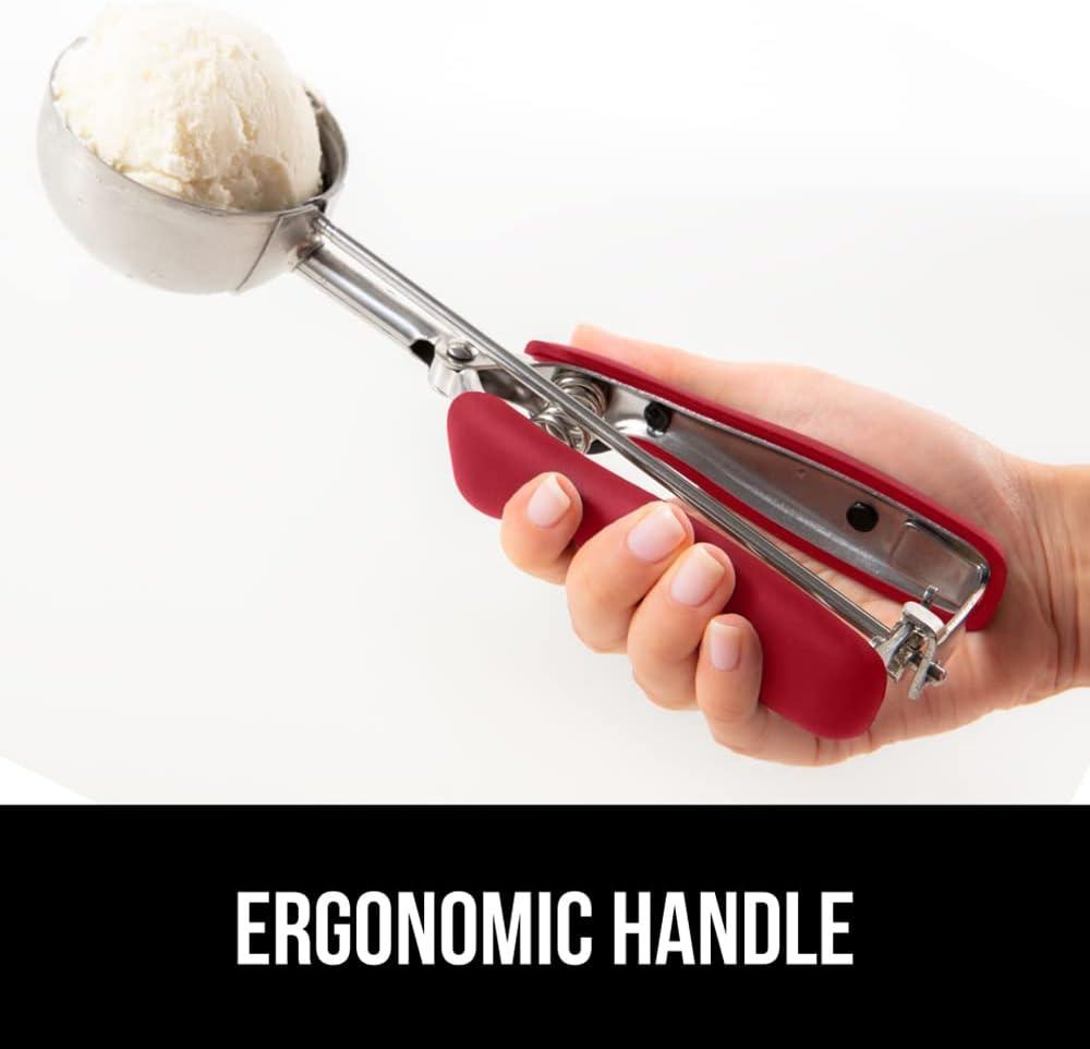 imageGORILLA GRIP BPAFree Stainless Steel Cookie Scoop 1 TBSP Scooper 60 Soft Grip Handle Easy Food Release Create Even Portion Sizes Multipurpose Kitchen Melon Baller Meatball Spring Scoops BlackRed