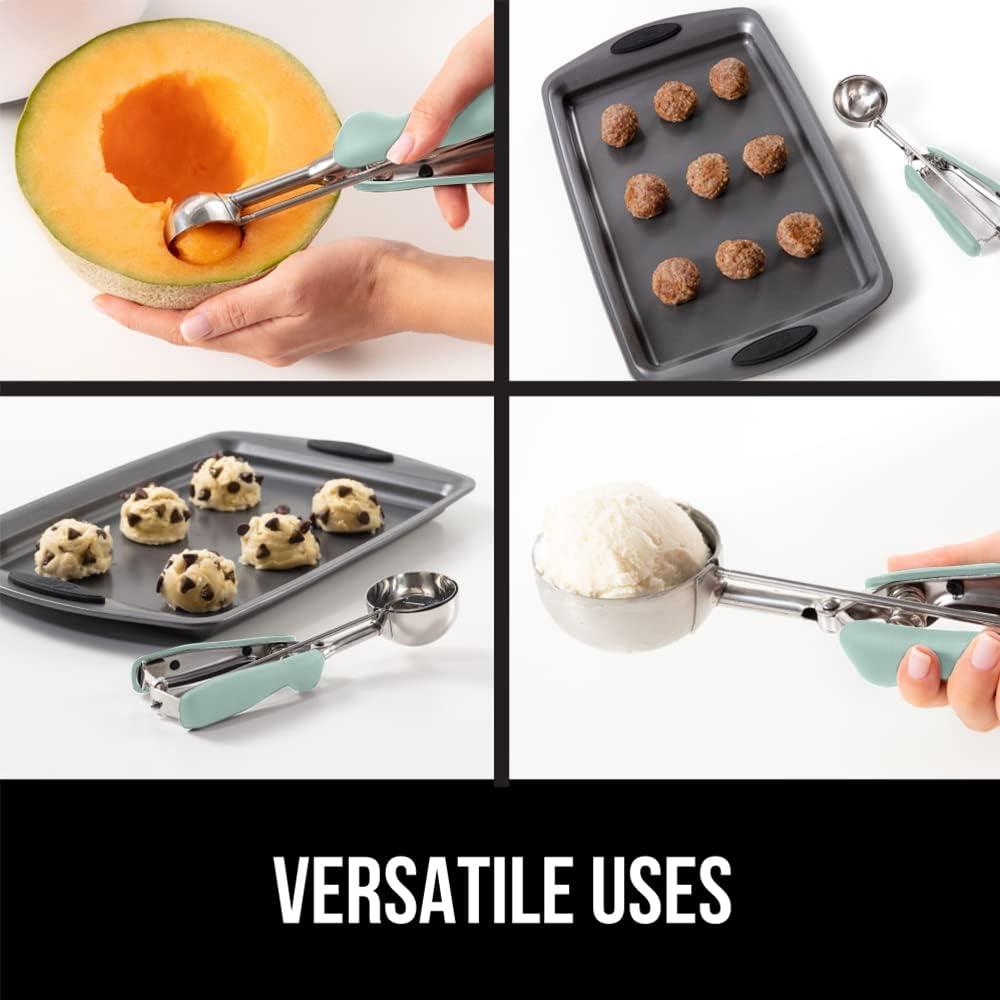 imageGORILLA GRIP BPAFree Stainless Steel Cookie Scoop 1 TBSP Scooper 60 Soft Grip Handle Easy Food Release Create Even Portion Sizes Multipurpose Kitchen Melon Baller Meatball Spring Scoops BlackMint