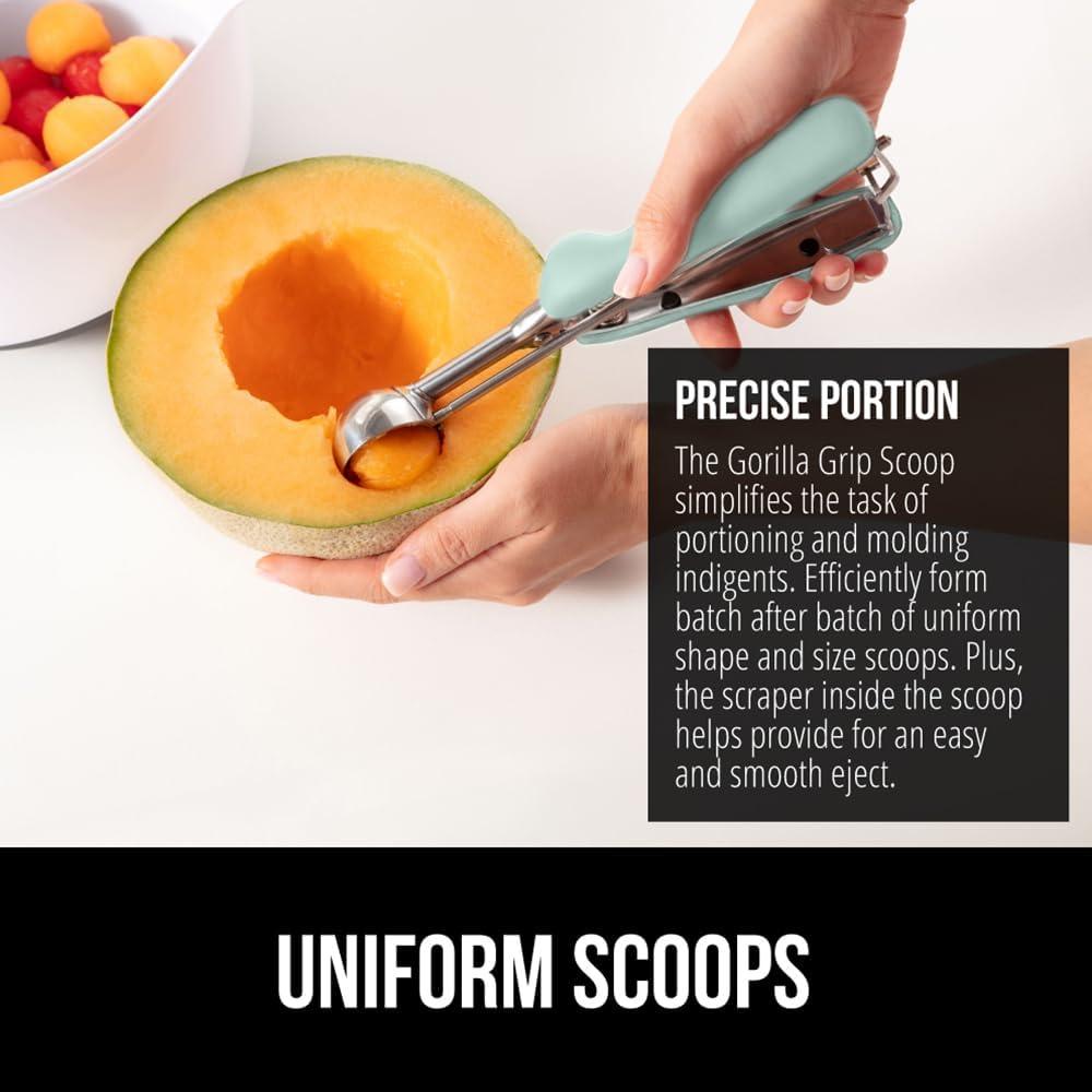 imageGORILLA GRIP BPAFree Stainless Steel Cookie Scoop 1 TBSP Scooper 60 Soft Grip Handle Easy Food Release Create Even Portion Sizes Multipurpose Kitchen Melon Baller Meatball Spring Scoops BlackMint