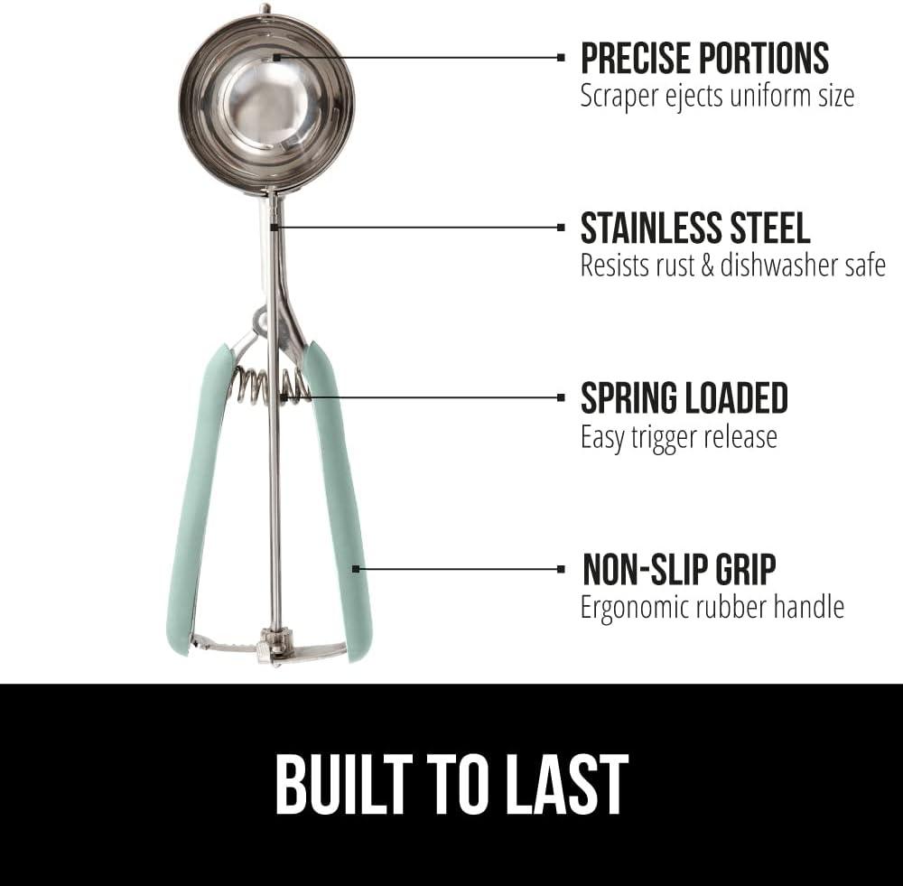 imageGORILLA GRIP BPAFree Stainless Steel Cookie Scoop 1 TBSP Scooper 60 Soft Grip Handle Easy Food Release Create Even Portion Sizes Multipurpose Kitchen Melon Baller Meatball Spring Scoops BlackMint
