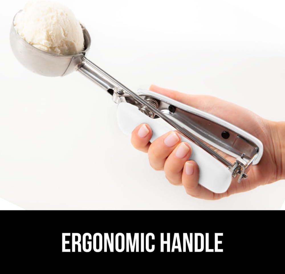 imageGORILLA GRIP BPAFree Stainless Steel Cookie Scoop 1 TBSP Scooper 60 Soft Grip Handle Easy Food Release Create Even Portion Sizes Multipurpose Kitchen Melon Baller Meatball Spring Scoops BlackWhite
