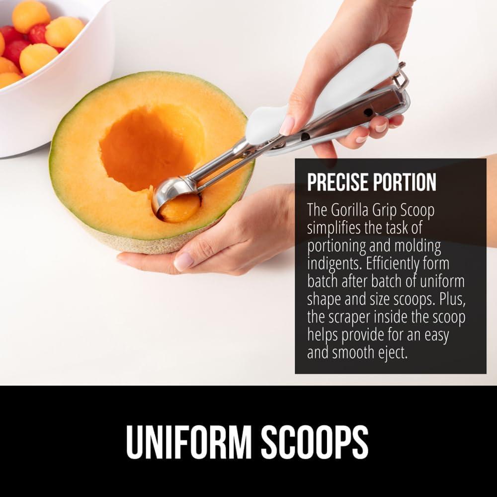 imageGORILLA GRIP BPAFree Stainless Steel Cookie Scoop 1 TBSP Scooper 60 Soft Grip Handle Easy Food Release Create Even Portion Sizes Multipurpose Kitchen Melon Baller Meatball Spring Scoops BlackWhite