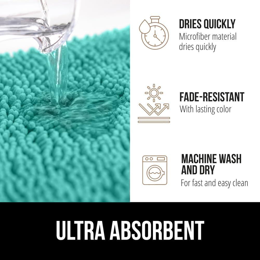 imageGORILLA GRIP Bath Rug Mat 30x20 Thick Soft Absorbent Chenille Quick Dry Microfiber Mats Rubber Backing Washable Shower Floor Rugs US Designed Bathroom Bathmat Home Decor Accessories GreyTurquoise